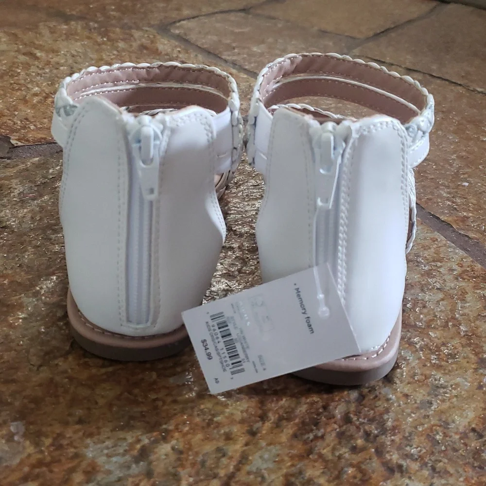 Braided White Sandals for Girls Size 4Med - Picture 4 of 11